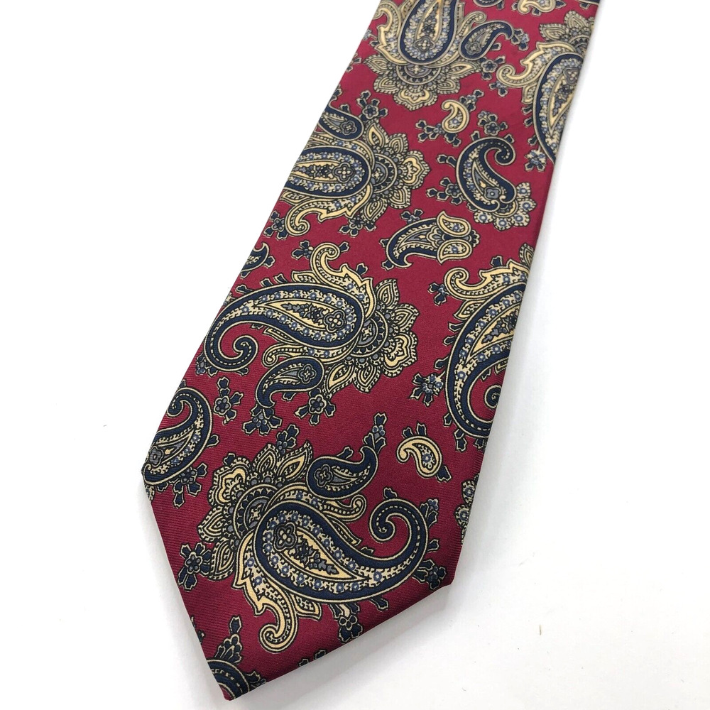 Liberty 100% Silk Neck Tie Men’s Paisley Red 57-in By 3.25 In
